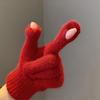 Women Gloves Knitted Solid Autumn Winter Hand Warm Thicken Short Wrist Female Full Fingered Mittens Winter Riding Skiing Mittens