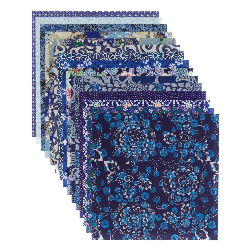 Kawasumi Washi Chiyogami Yuzen Washi 15 15 Blue Paper, 15x15cm, Patterns, Sheets,