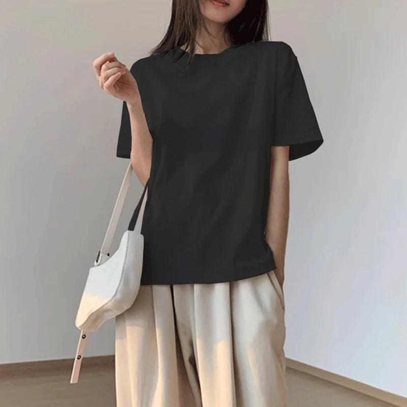 Damen T-Shirt Einfarbige Casual Baumwolle Kurzarm Täglich Sport Jogging Lockere T-Shirts Street T-Shirt Sommer