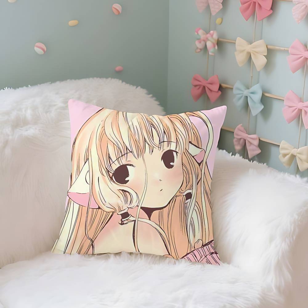 Cute Anime C-Chobits Kawaii Throw Pillow Covers Pattern Cushion Cover Suitable For Sofa Bedroom Car Pillow Cover