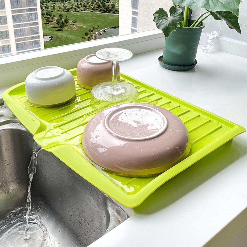 Plastic Dish Drainer Board Multipurpose Rectangular Design Space Saving Kitchen Draining Board Tray for Cutlery Fruits and Vegetables