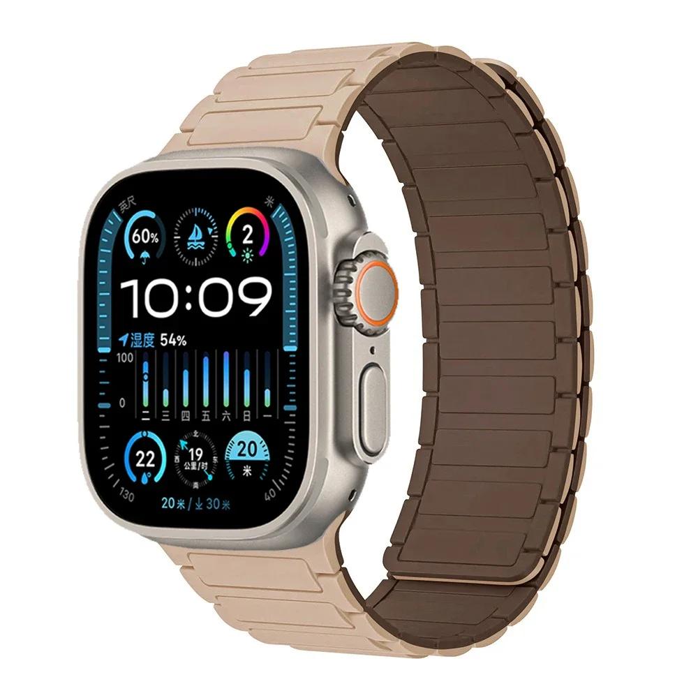 Silicone Strap for Apple Watch Band 49mm 46mm 42mm 45mm 44mm 41 40mm Bracelet iWatch Series 11 10 9 8 7 6 5 4 SE Ultra 3 2 49MM