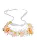 Yellow Chimes Pink & Off-White Floral Head Chain Tiara Band for Women & Girls