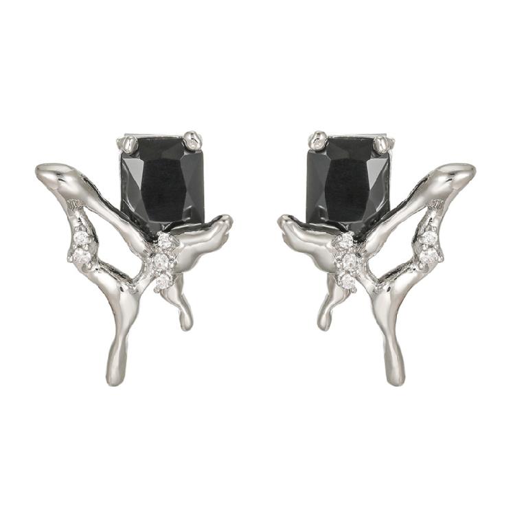 Butterfly Earphone Decoration Quick Attachment Black Zircons Material Comfortable All Day Wear