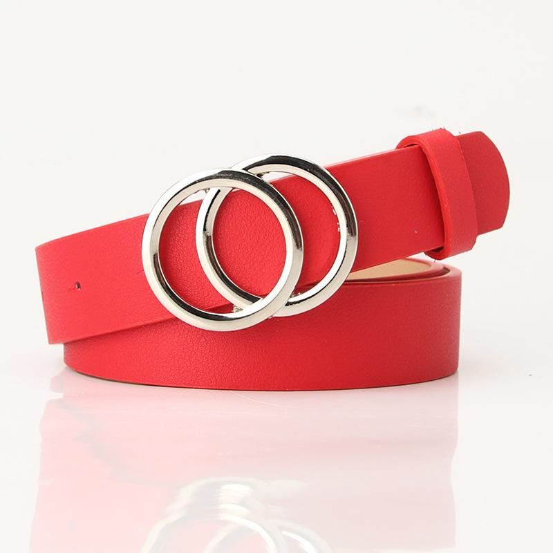 New Women's Cross-border Trend Double-circle Buckle Belt, Fashionable and Simple Women's Ins Wind Width Belt