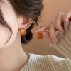 Minimalist Orange Earrings, Square Dripping Drop Earrings for Women, Fashion Daily Outfit Matching Jewelry, Unique Gif