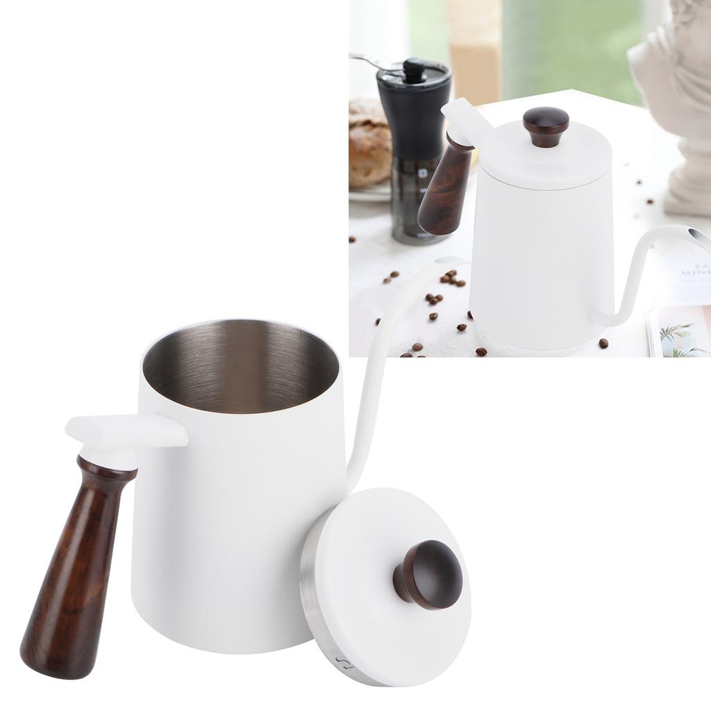 700 ml Handbryggare 304 Rostfritt Stål Lång Pip Kaffebryggare med Trähantag