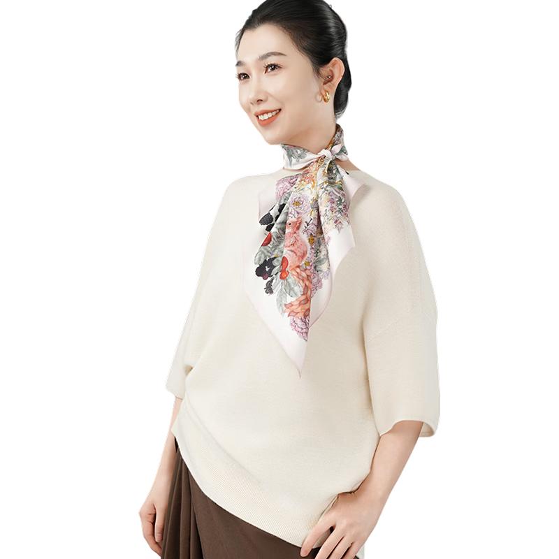 Shanghai Story 100% Silk Printed Square Scarf 50x50cm