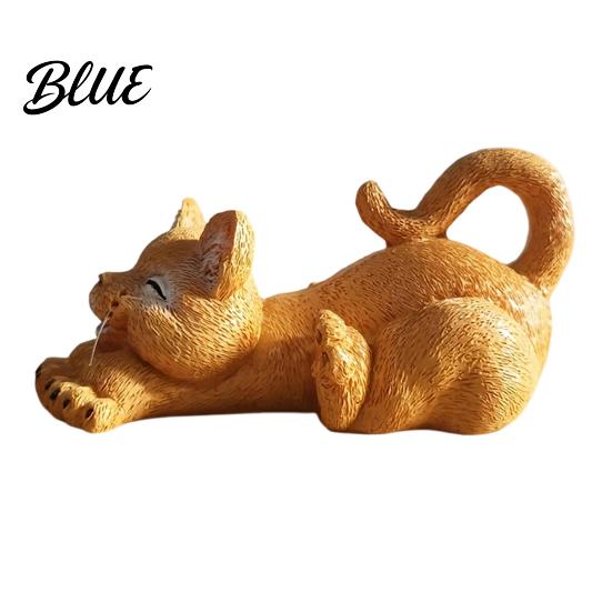 Healing Mood Cat Figurine Stretching Kitten Figurine Resin Statue Cute Animal Ornament Miniature Gift for Friends Compact Desktop Decoration