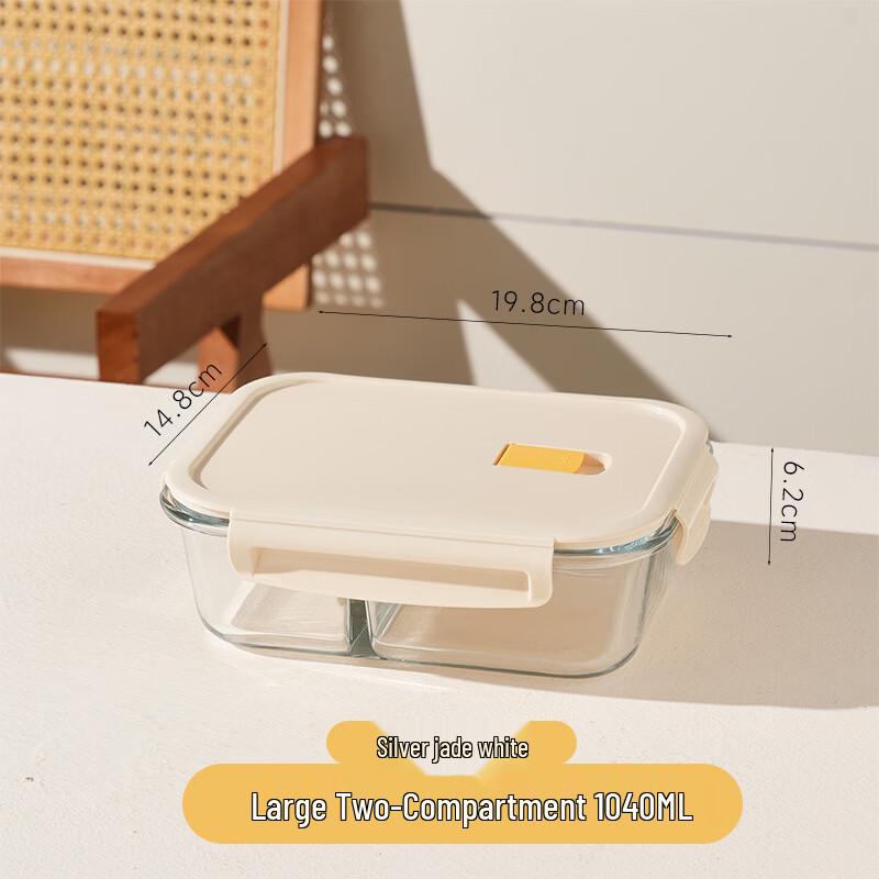 BOLIDOMI Rectangular 2-Compartment Glass Lunch Box