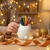 Odorless Pen Container Holder Cartoon Cat Shape Desk Organizer Smooth Surface Decorative