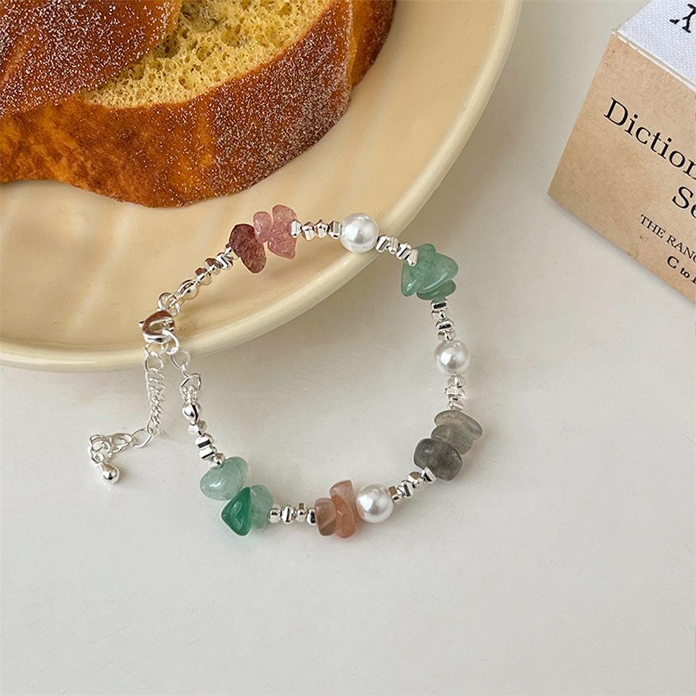 Ручной работы серебряный браслет с жемчугом, с бусинами,  сломанное серебро , простой и изысканный браслет, ювелирное изделие