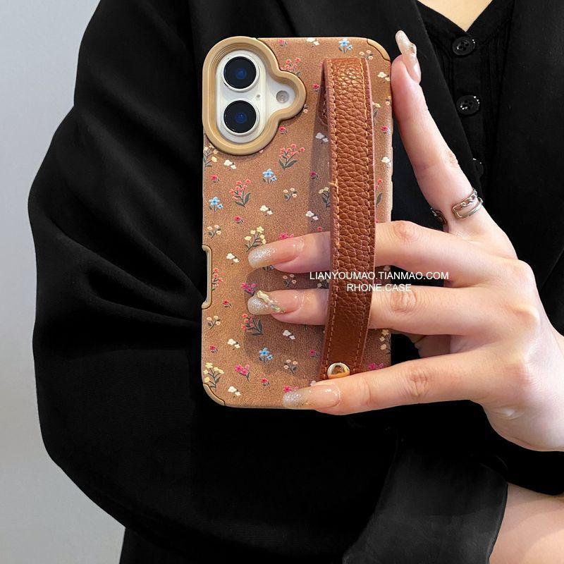 

For IPhone17 Mobile Phone Case with Full Screen Floral Pattern and Wristband for Apple 13PRO Small and Fresh for Apple 17PRO find x8 pro