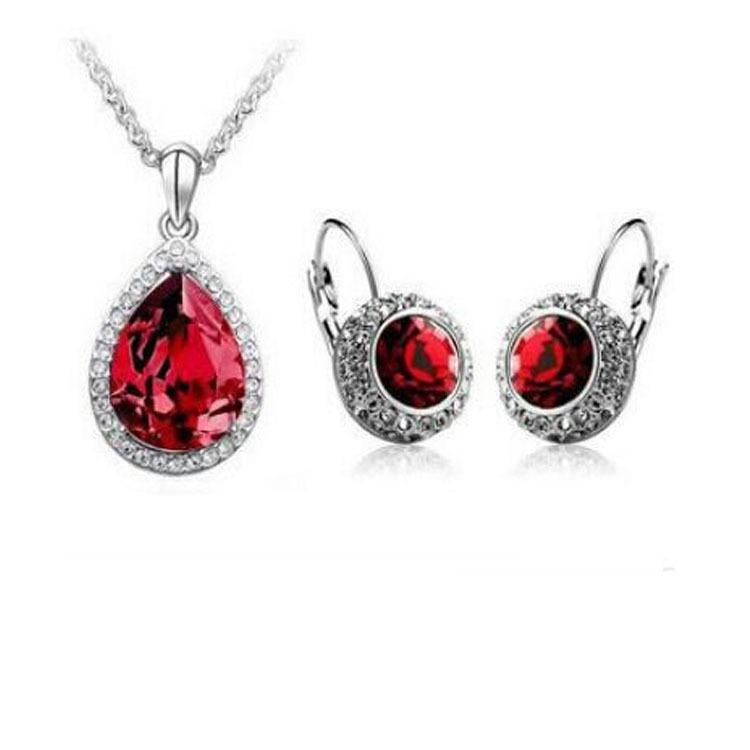 HY Elegant  Sapphire Zircon Gemstone Pendant Necklaces Women Wedding Party Jewelry Gift красный