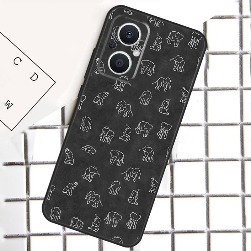 Cute Elephant Cartoon Phone Case For OPPO Reno 14F 10 11 12 13 F 14 Pro 8T 7 8 Lite OPPO Find X8 X6 X5 X9 Pro Cover