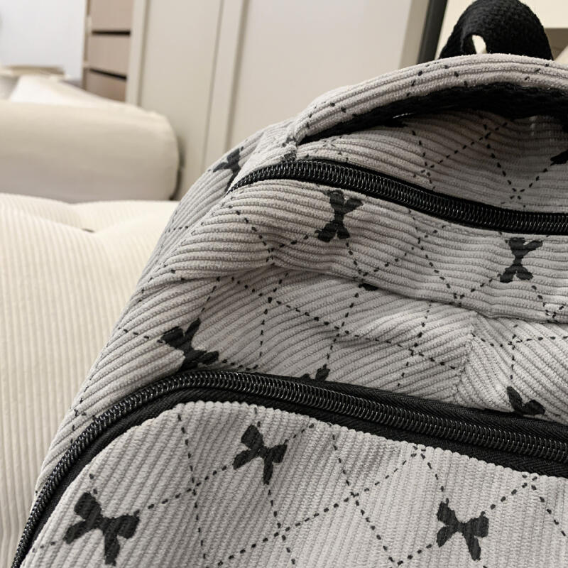 Rucksack Cord Schultasche Schleife bedruckt Leichtgewicht Großes Fassungsvermögen Reise-Rucksack