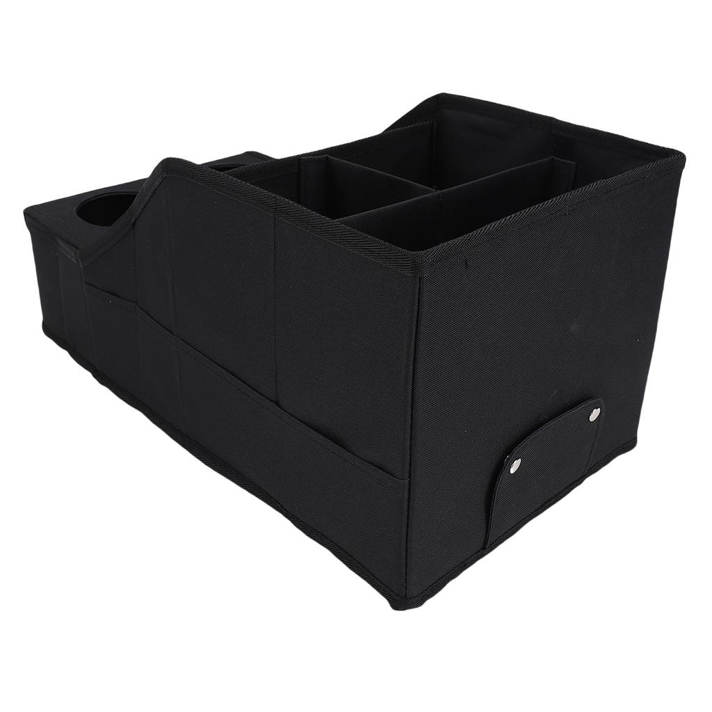 Desktop Storage Box with 4 Compartments Cup Holders Oxford Cloth Waterproof Foldable Versatile  Car Seat Organizer for Household