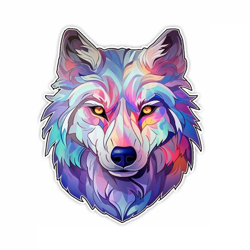 Colored Wolf Car Sticker Vinyl Decal Waterproof Rear Window Motorcycle Camper Bumper Truck Laptop Decoration TM11