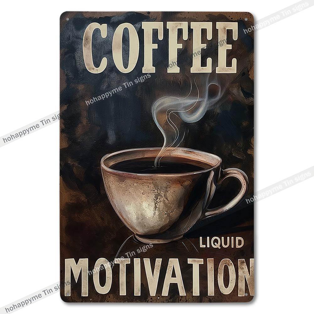 Retro Coffee Metal Tin Sign Vintage Wall Art Decor Grinder Decorative Kitchen Dining Room Home Decor Gift Idea