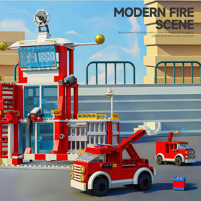 Police City Building Blocks Set with Fire Station Car and Figures DIY Construction Toys for Boys Kids Educational Christmas Gift