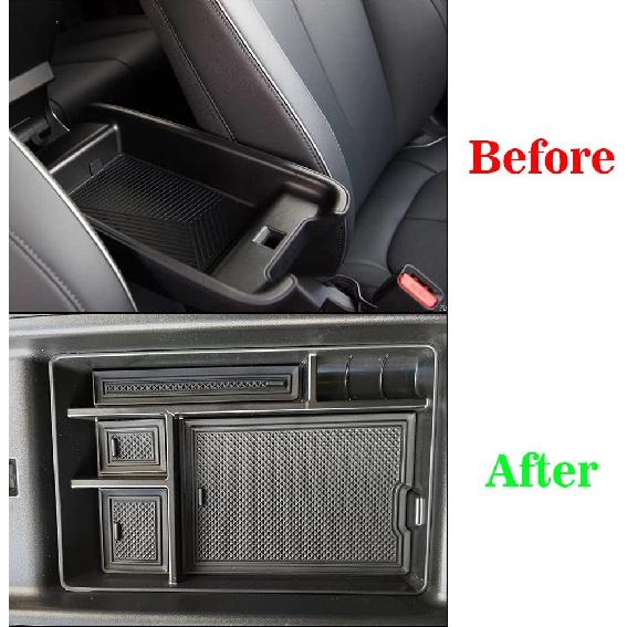 BestEvMod For Ioniq5 Armrest Storage Box Center Console Organizer Tray Interior Accessories With Rubber Black Trim Compatible With Hyundai Ioniq 5