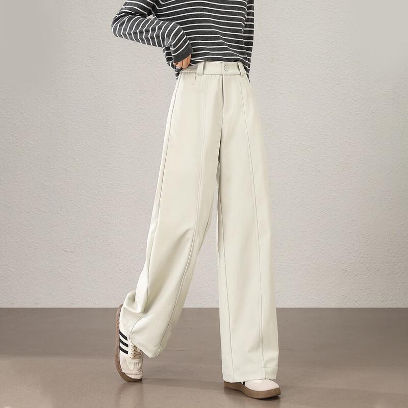 TERRE BLEUE Women's High-Waist Straight Flared Trousers