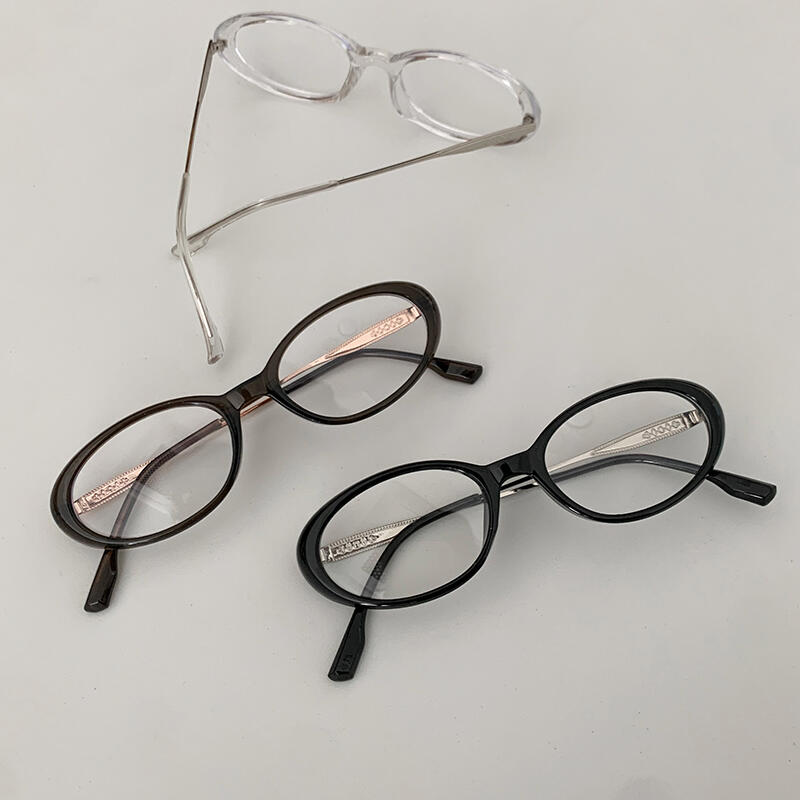 Round oval horn-rimmed cat-eye glasses gl-53 maze black