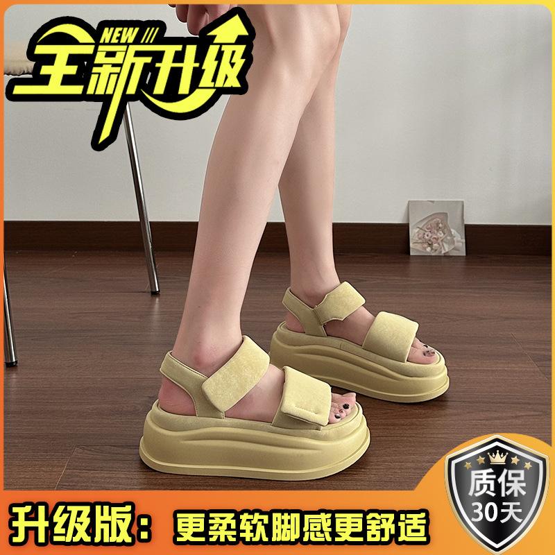 2025 Summer New Platform Sports Sandals Women's Outer Wear Casual Women's Shoes Velcro Versatile Beach Shoes Trendy Shoes