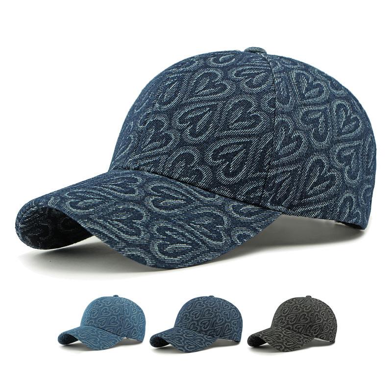 

Женская джинсовая бейсболка Love Jacquard Cap Солнцезащитная шляпа чёрный