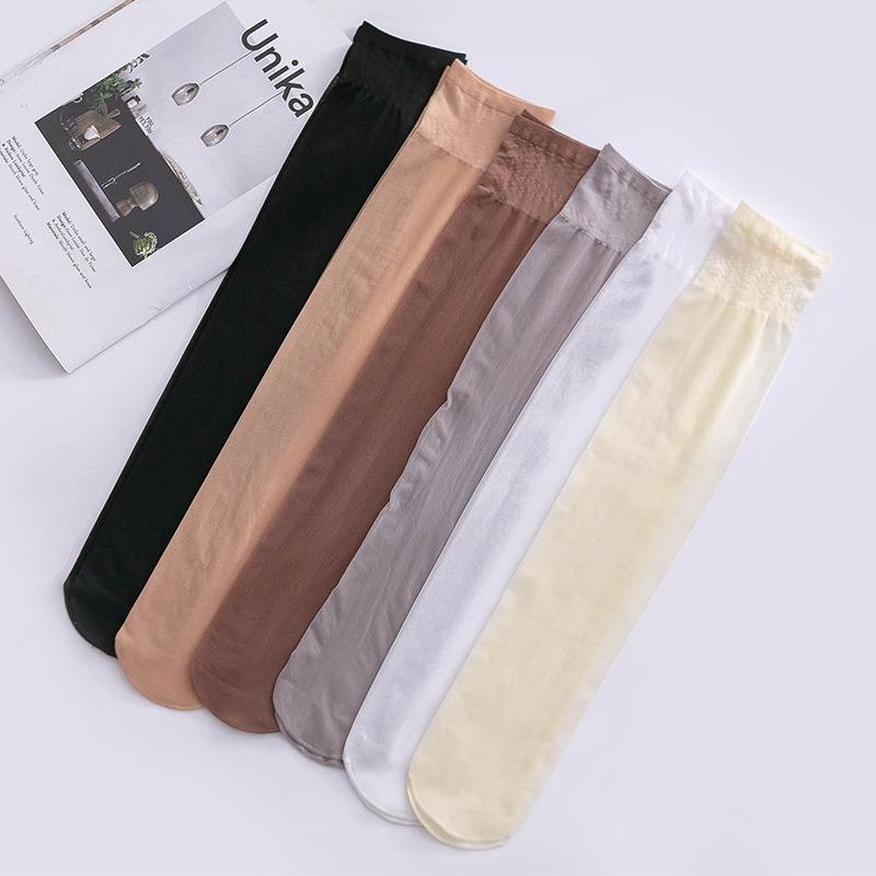1-10Pairs Women‘s Sheer Knee High Stockings Translucent Socks for Spring and Summer Invisible Office Daily Wear