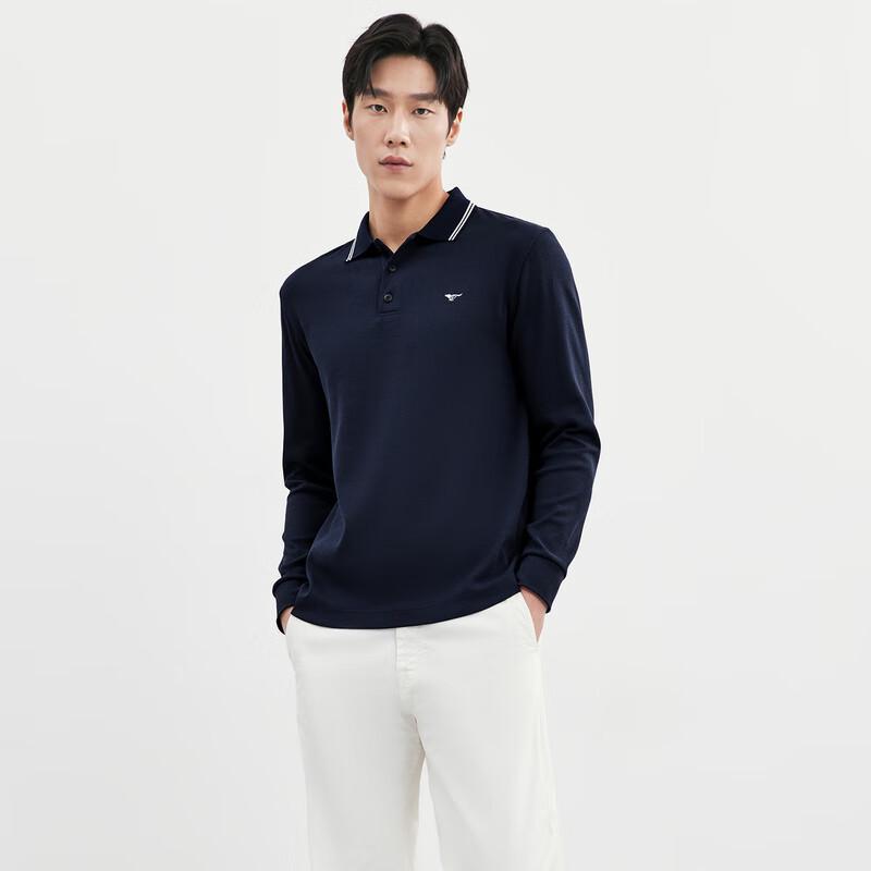 SEPTWOLVES Men's Waffle Long-Sleeve Polo Shirt