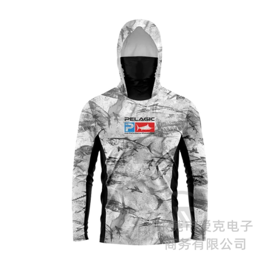 Pelagic fishing suit summer outdoor sunscreen suit camouflage fishing suit cover Luya hooded fishing shirt quick drying