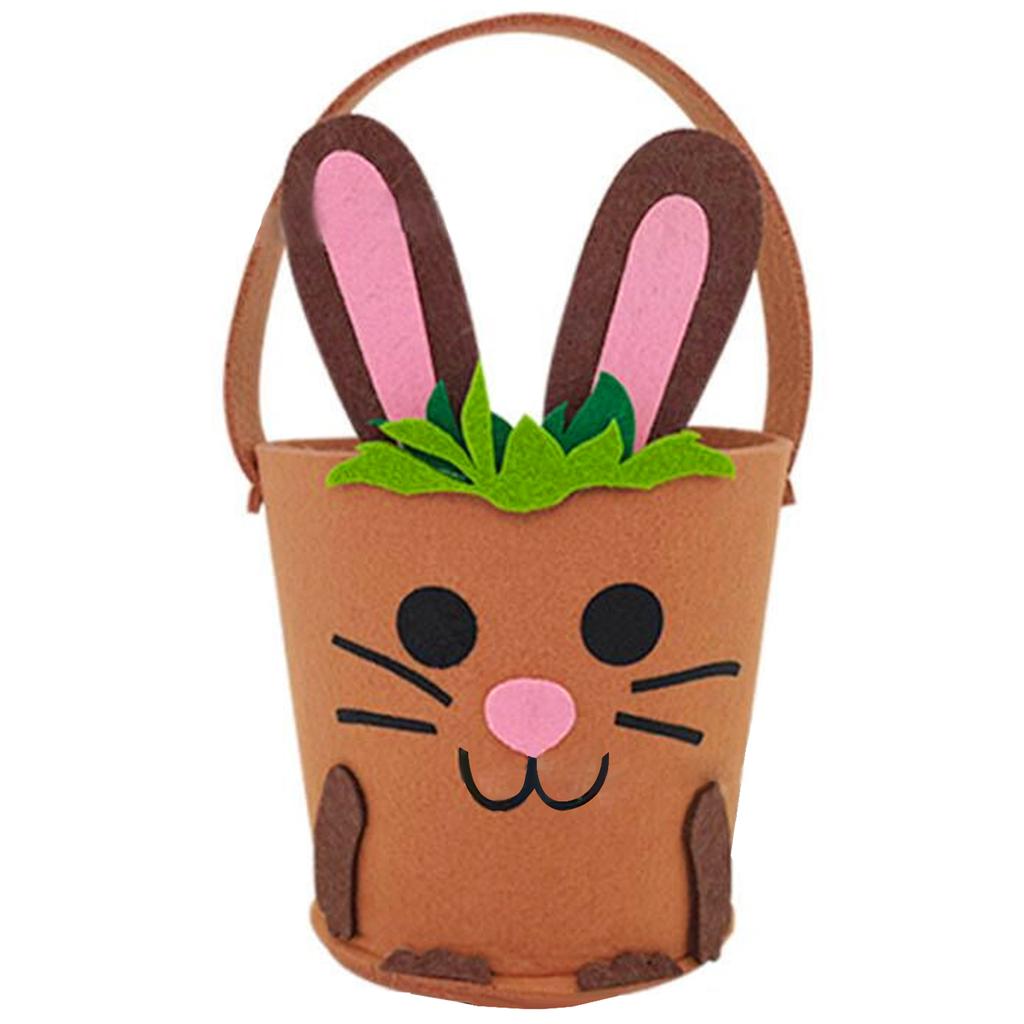 Felt Basket with Carrying Handle Happy Easters Decoration Handmade Felt Animal Themed Handbag for Festival Gatherings