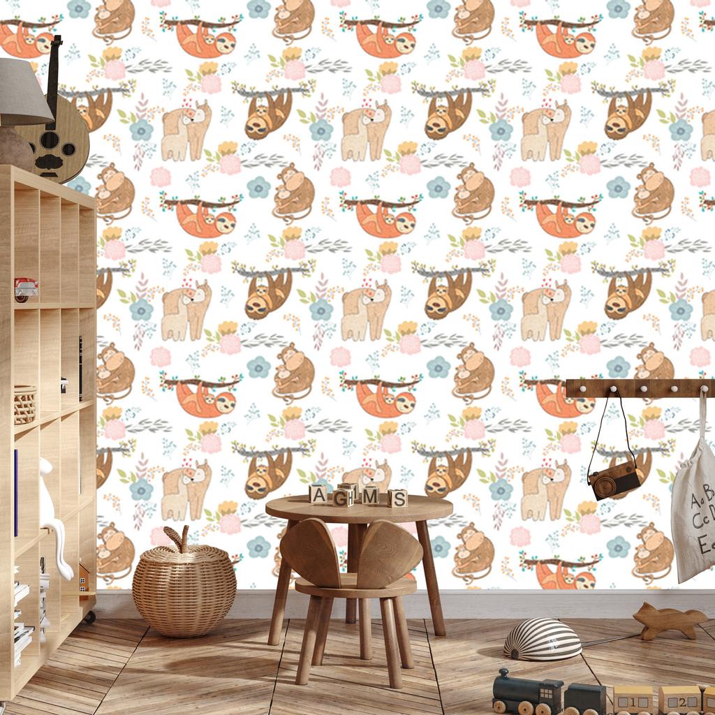 Joyful Wild Animals Wallpaper for Living Room and Bedroom 50x1000