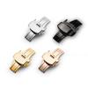 PUTCENDI Uhrenarmband aus Stahl mit Schmetterlingsverschluss D-Buckle Armband, 10mm, 12mm, 14mm, 16mm, 18mm, 20mm, 22cm, Zweiseitig/Druckknopf (Schwarz,