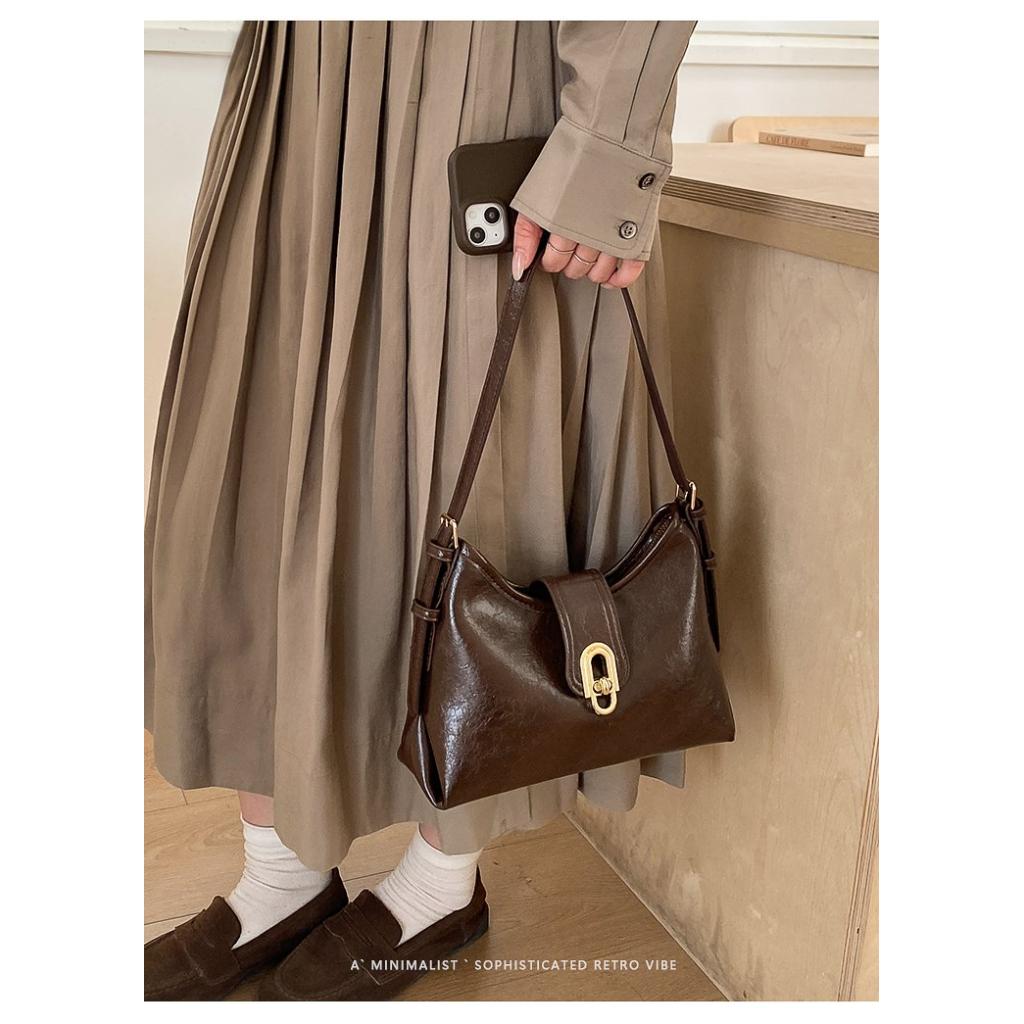 Crossbody Bag Women PU Vintage Lock Daily Commute