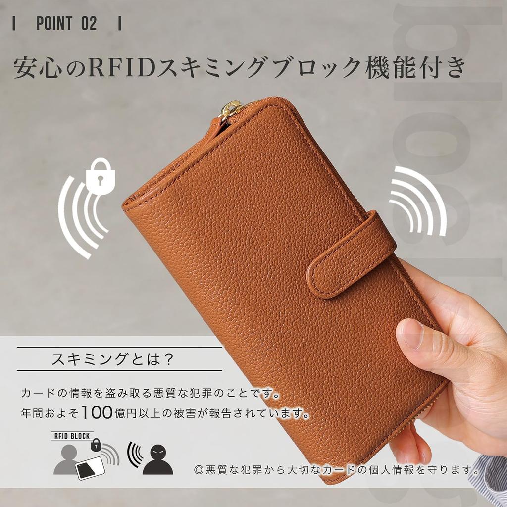 Genuine Leather Long Wallet with Large Holds 30 RFID and Skimming Separates Business and Personal Fits Insurance Foreign and More SW7 [BLUE SINCERE]