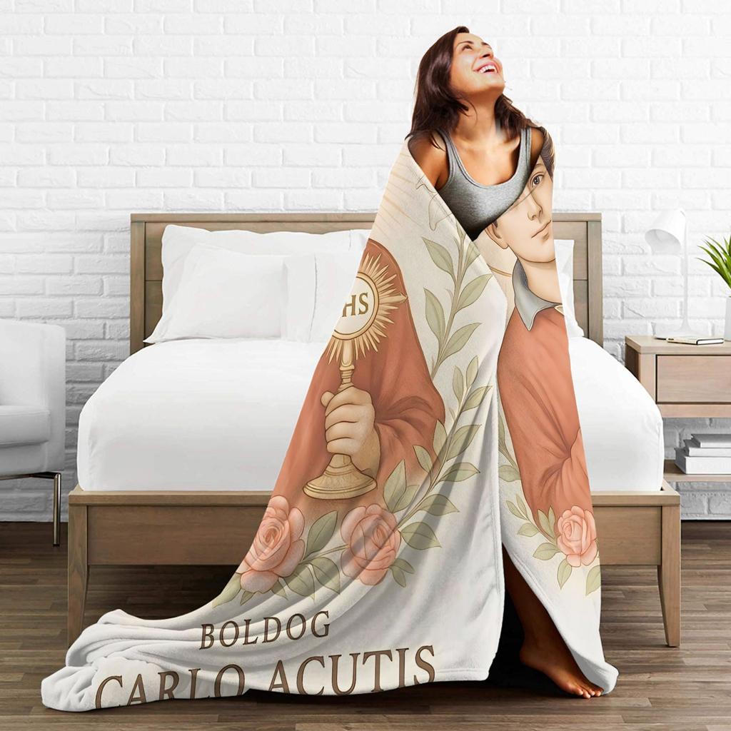 Sint Carlo Acutis Deken Kwaliteit Super Zacht Beddengoed Plaids Winter Decoratief Bank Stoel Nieuwigheid Bedsprei