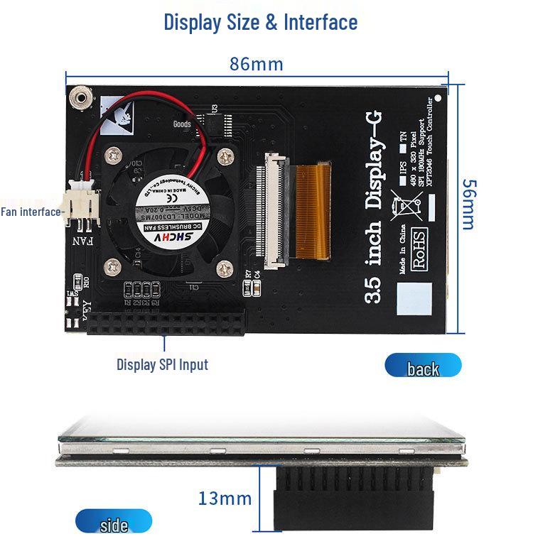 Raspberry Pi 5 4B with 3.5-inch Touchscreen and ABS Shell, 3B+ 60fps Display Monitor