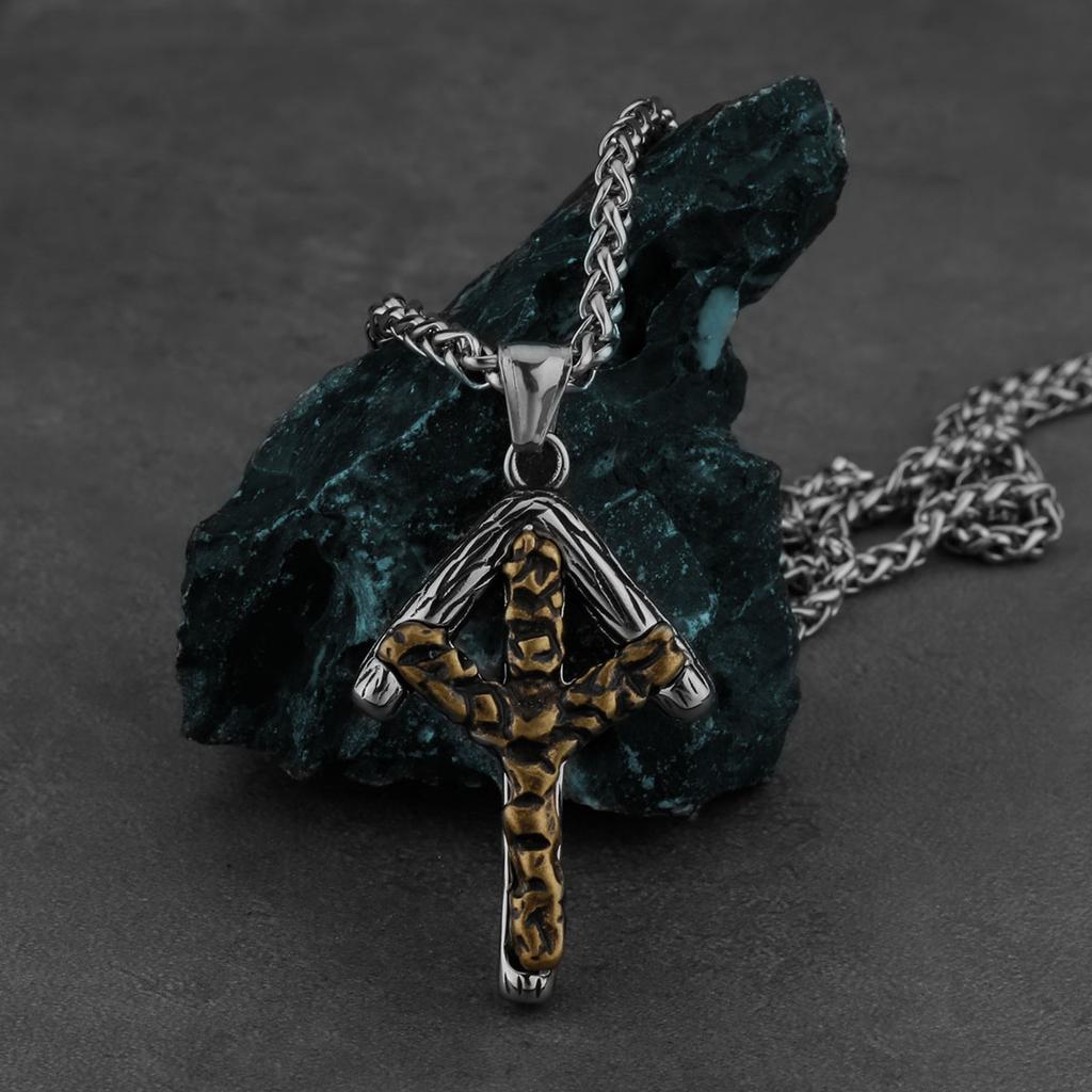 Viking Odin Rune Halskette Männer Mixed Gold Nordic Symbol Retro Nie Verblassen Anhänger Amulett Glück Edelstahl Schmuck Großhandel