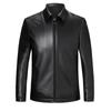 Autumn and Winter Sheepskin Leather Jacket Men's Stand Collar Plus Velvet Business Leather Jacket