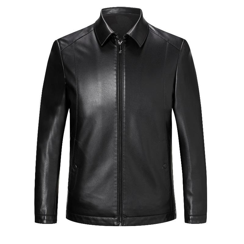 Осенне-зимняя мужская куртка из овчины с воротником-стойкой и бархатом — фото 5