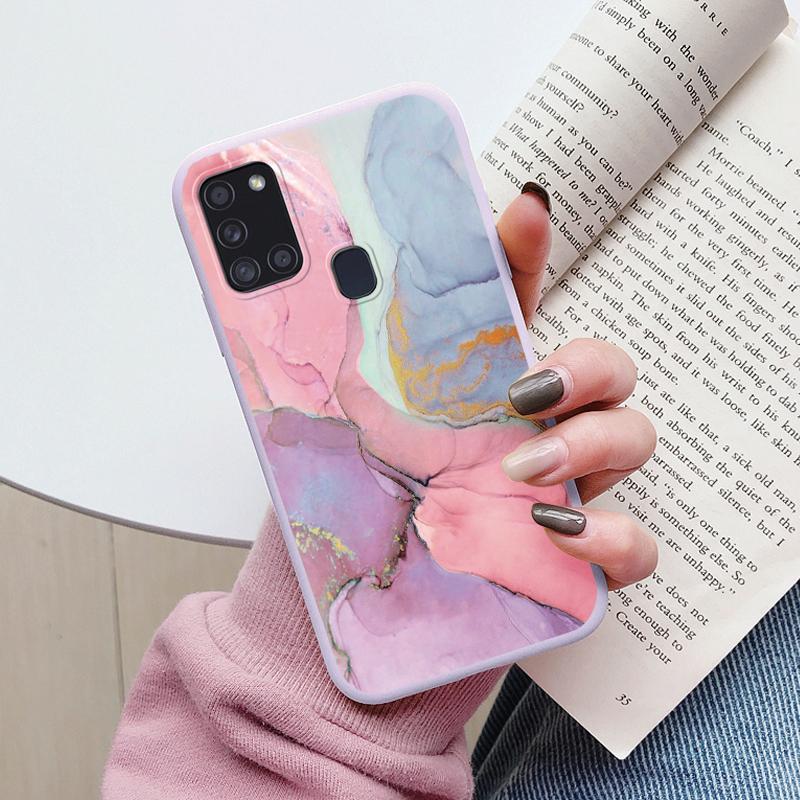 Case For Samsung Galaxy A21S Back Cover Protective Silicone Fundas Fashion Marble Stone Texture Coque For Samsung A21S Capa