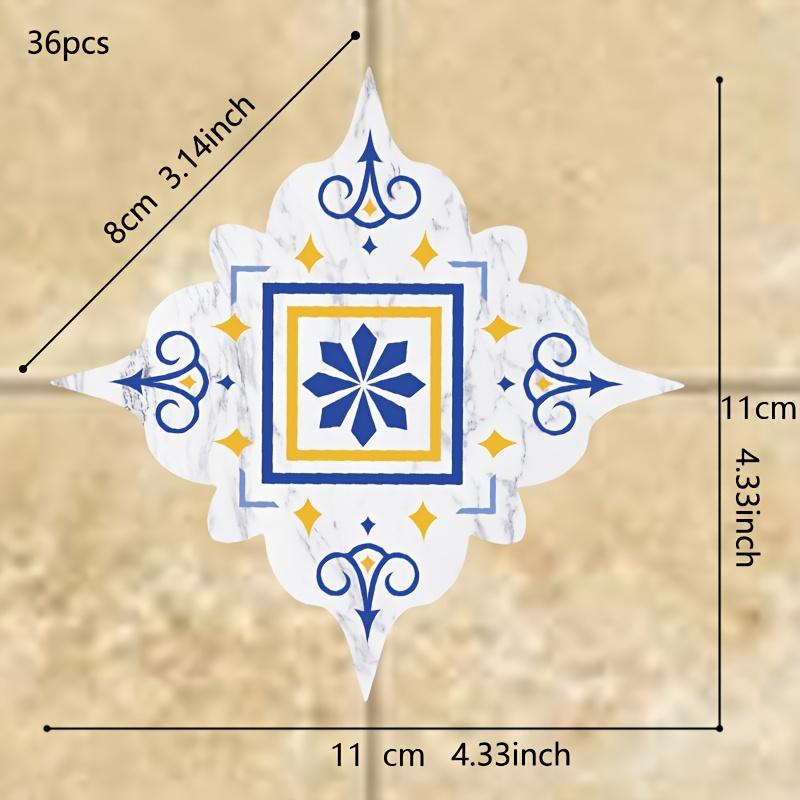 36PCS Bohemian Pattern Tile Diagonal Line Sticker, Self-adhesive Waterproof Living Room Dining Room Kitchen And Bathroom Floor Sticker