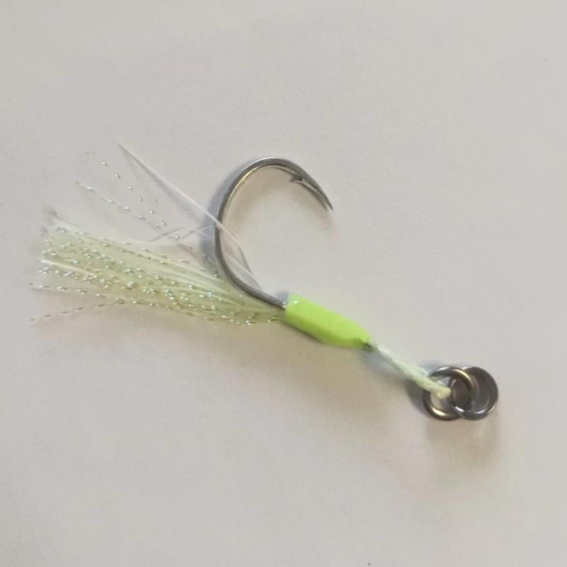 

Светящийся двойной джиг-крючок для морской рыбалки - Стальная проволока для королевской и испанской макрели, морского окуня 1/0 (30~80g)