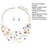 1 Ensemble Collier Boucles d'oreilles Dame Ensemble Multicouche Coloré Fausse Perle Bohème Longueur Réglable Faux Cristal Crochet
