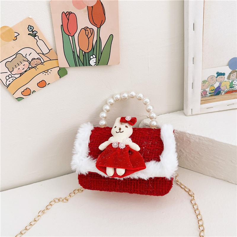 Eyecatching Kids Crossbody Bag Bright Red Pearl Princess Bag With Durable Antitheft Features