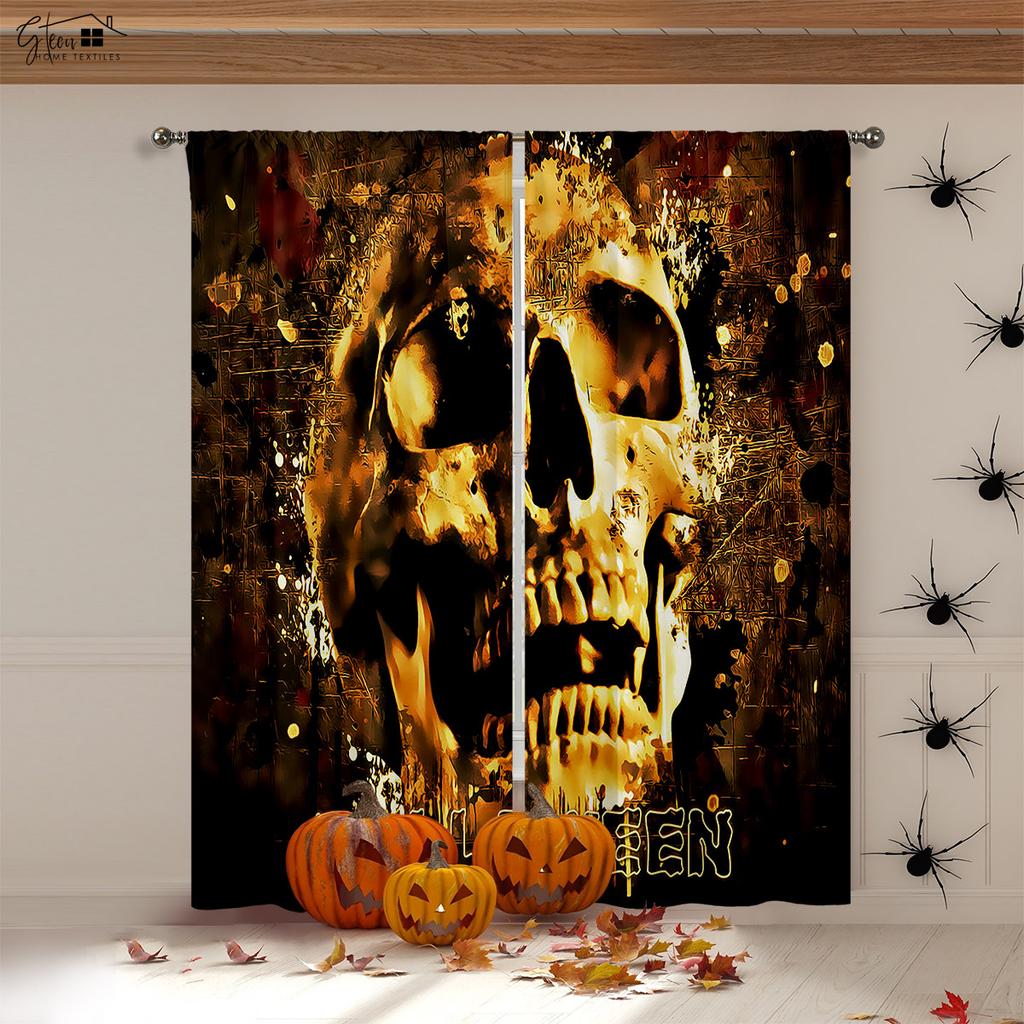 Niedliche Cartoon Geist Kürbis Totenkopf Halloween Dekoration Vorhänge Kinderzimmer Wohnzimmer Kamin Party Dekoration Vorhänge
