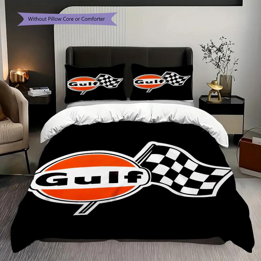 Gulf Oil Vintage Logo Threepiece Set 1 Duvet Cover 2 Pillowcase Without Core Christmas Birthday Gift Soft And Comfortable