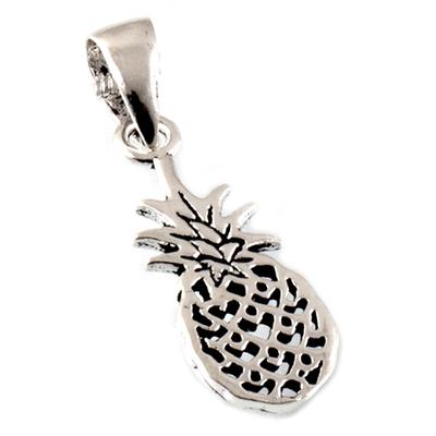 [Q7562] - Handgefertigter Silberanhänger 'Ananas' aus gealtertem Silber - 15x7 mm